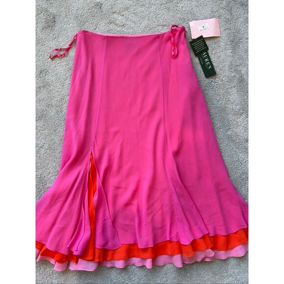 NWT Lauren Ralph Lauren silk midi skirt, Sz 4, $110 B5 - Picture 1 of 5